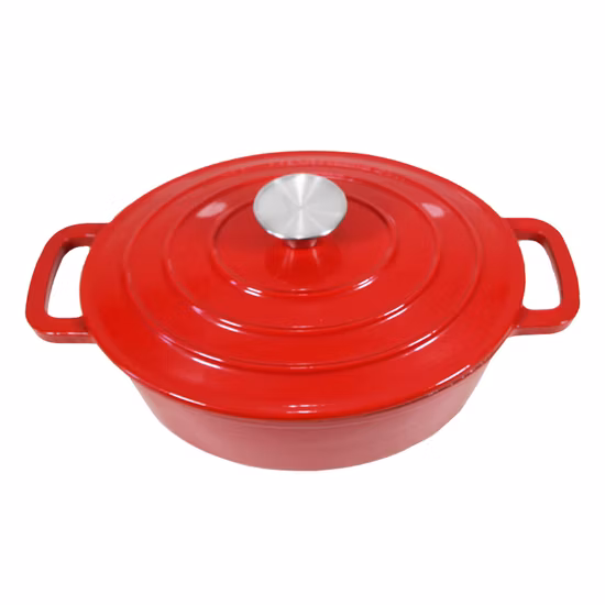 エナメル楕円形鋳鉄ロースター中国工場サイズ 27X21X10cm